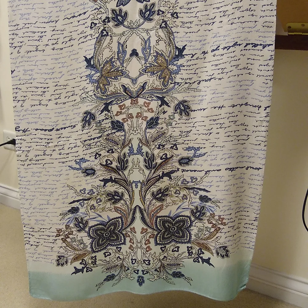 White House Black Market Oblong Scarf Ombre Script 12 X 72